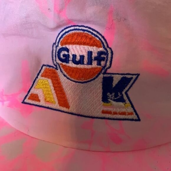 Vintage Pink White Tie Dye Snapback Gulf Hat - Picture 3 of 5